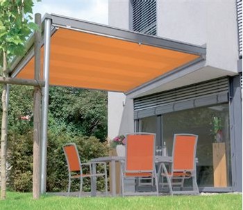 Markilux 889 offering stylish sun protection under a glass canopy