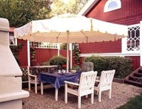 Poggesi Bambino large umbrella over domestic patio dining area Bambino_250