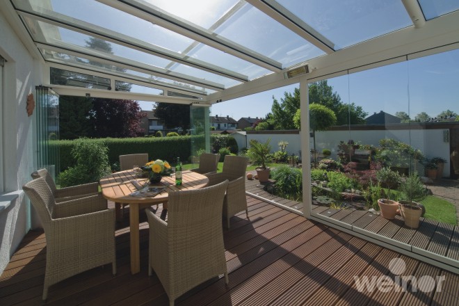 Weinor Garden Glass Room Extension on Patio Decking