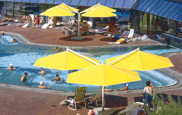 Rialto umbrellas by pool