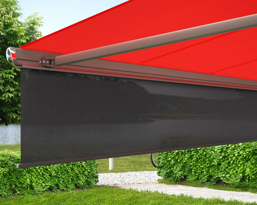 Retractable Fabric Awning with electric drop down front valance
