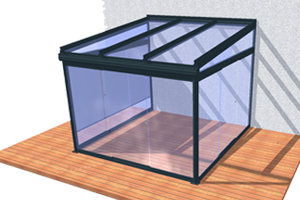 3x3 room with trapezium frame and retractable fabric screen