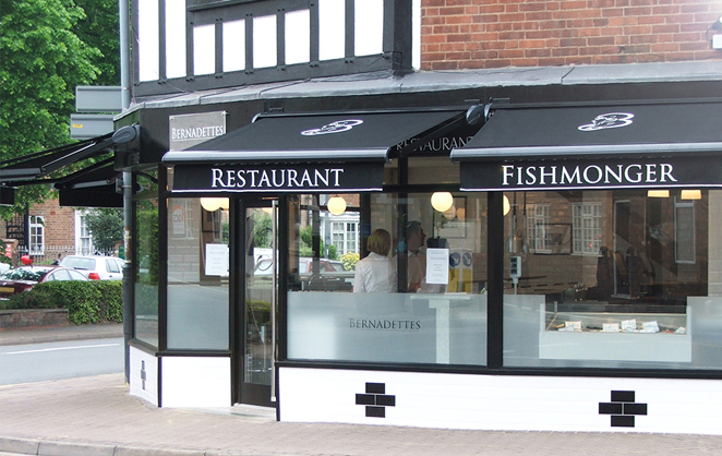 Branded fabric awnings for restaurants and retail