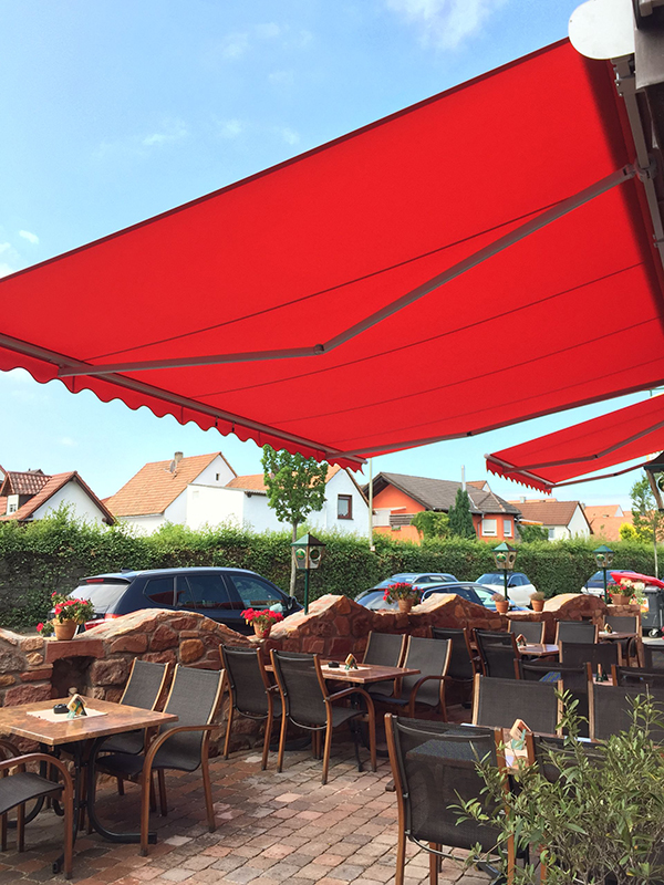 Red Cafe Retractable Awnings