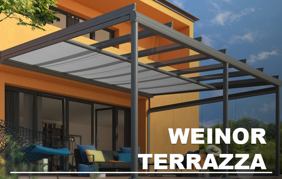Weinor Terrazza glass veranda system with underglass blind