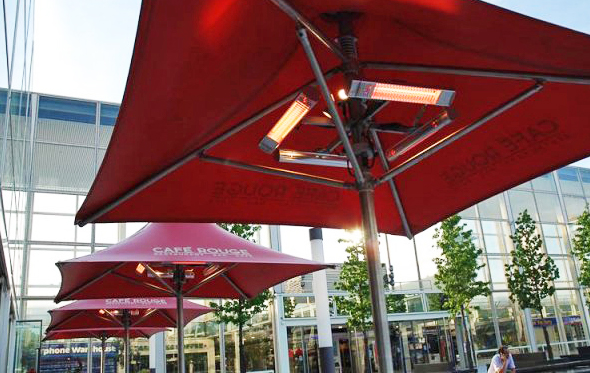 Vortex parasols with lighting and heating options