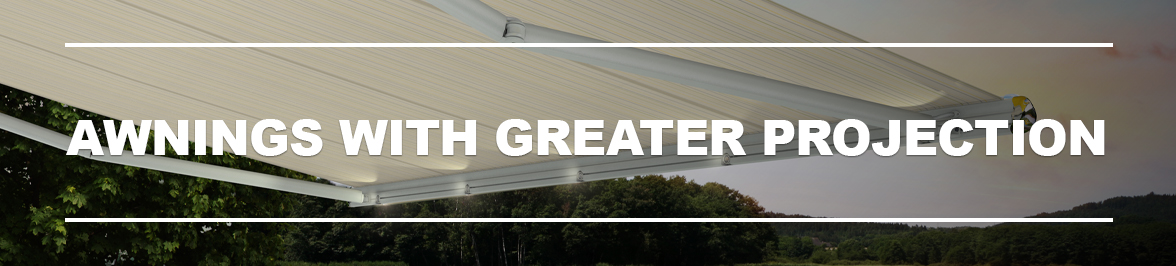 Awnings with greater projection than width