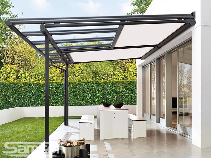 Compact Glass Terrace Cover with Under Glass Awnings