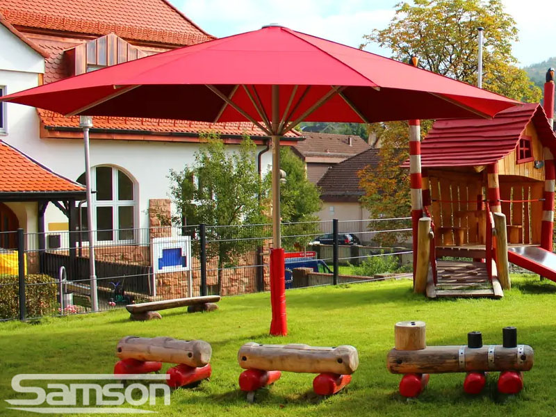 Red Schatello parasol in nursery