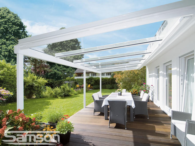 Large White Fixed Terrace Cover