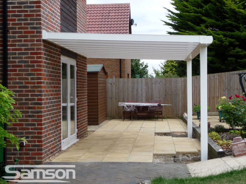 White Terrace Cover with integrated Guttering