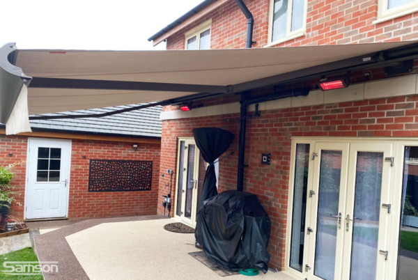 Awnings with heaters