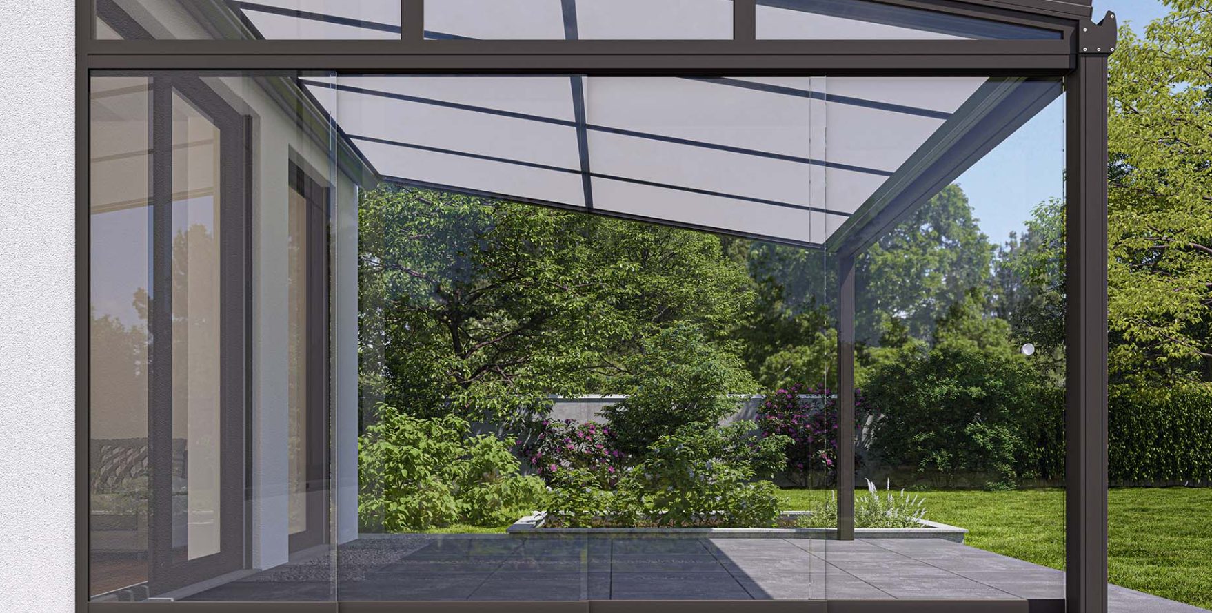 Green Markilux MX-3 awning shading outdoor café area