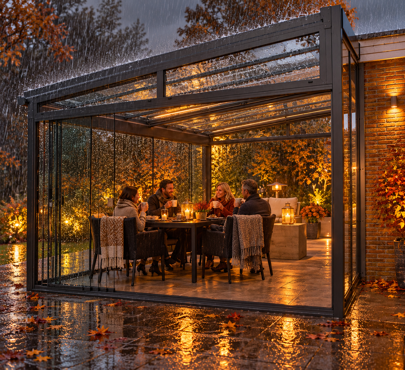 Enclosed glass outdoor room